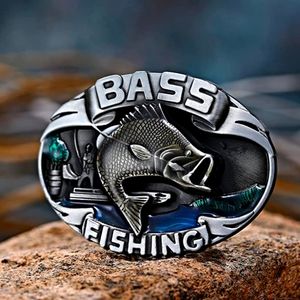 New bass fishing belt buckle fits 1.5" buckle